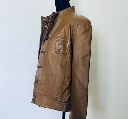 Y2K Vintage Brown Leather Jacket