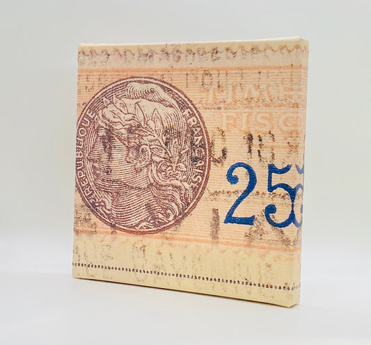 8x8 Vintage French Stamp Art Print | Antique Postage Illustration | Paris-Inspired Wall Art | European Ephemera Decor