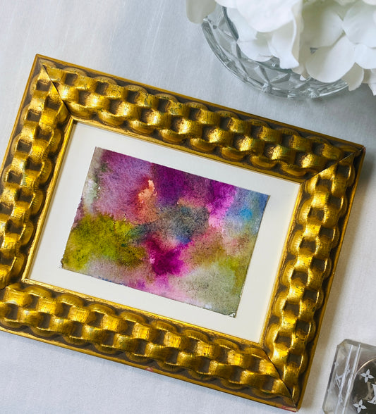 Modern Abstract Painting in Vintage Gold Frame